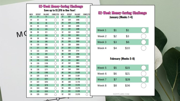 52 week money saving challenge
