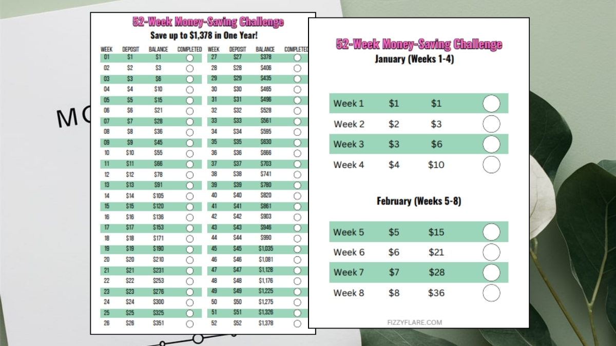 52 week money saving challenge