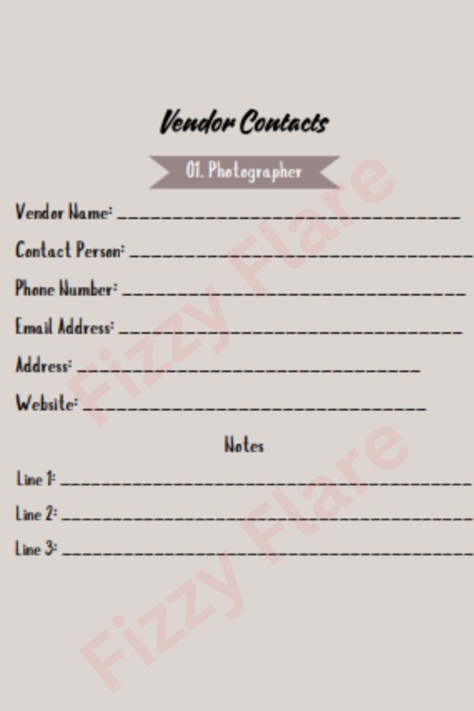 Wedding Planner Printable