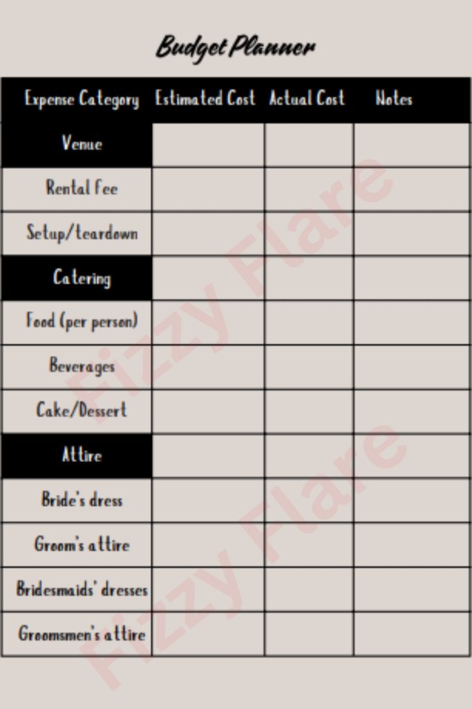Wedding Planner Printable