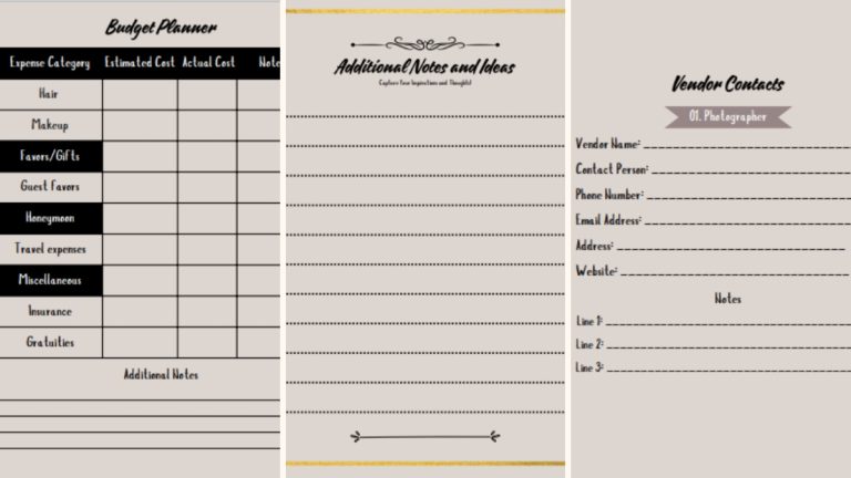 Wedding Planner Printable