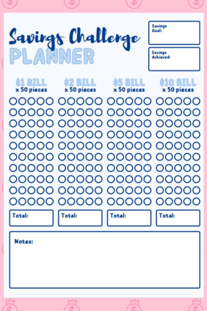 Saving Challenge Printable Free
